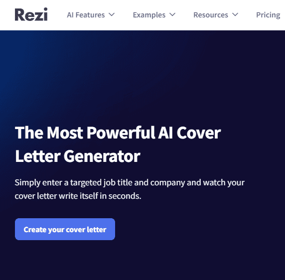 ai cover letter generator-Rezi